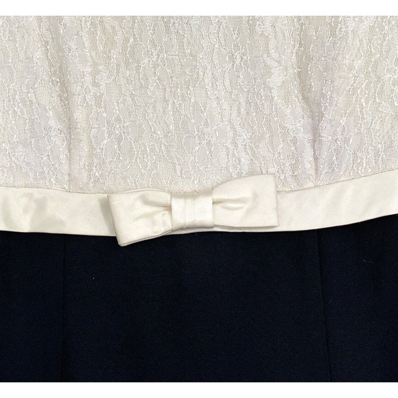 VTG 90s Dress 7/8 Empire Waist Black White Lace Maxi Event Elegant Party Modest - Picture 10 of 12